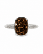 Sterling Silver Mini Chocolate Elongated Cushion Ring