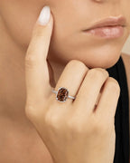 Sterling Silver Mini Chocolate Elongated Cushion Ring