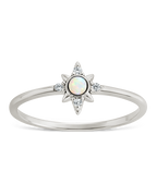 Sterling Silver White Opal Sparkle Ring