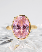 Sterling Silver Oval Cut Pink Sapphire CZ Cocktail Ring